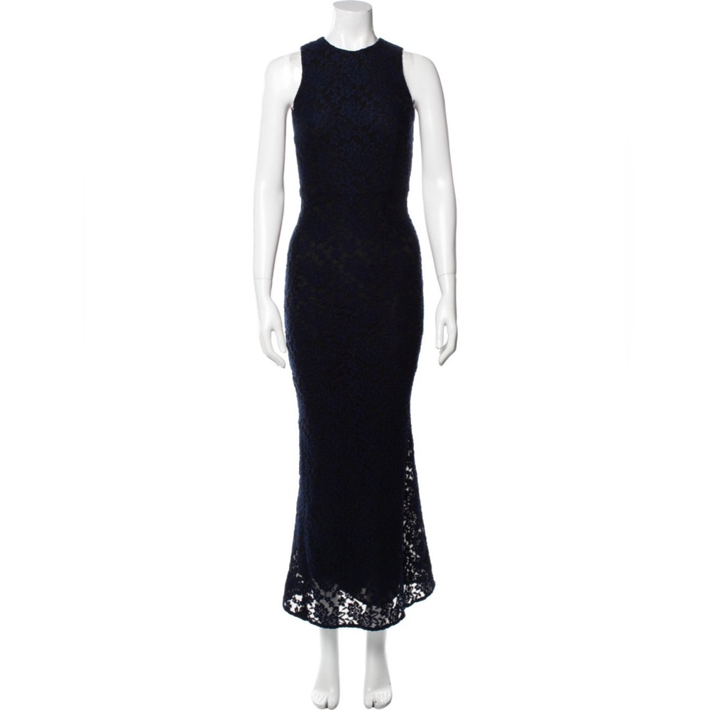 Alice + Olivia Navy & Black Lace Gown Size 0